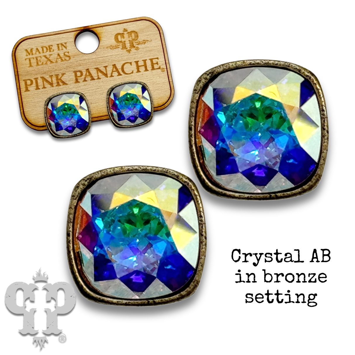 The Posh Cushion-Cut Signature Austrian Crystal Stud Earrings, 12mm