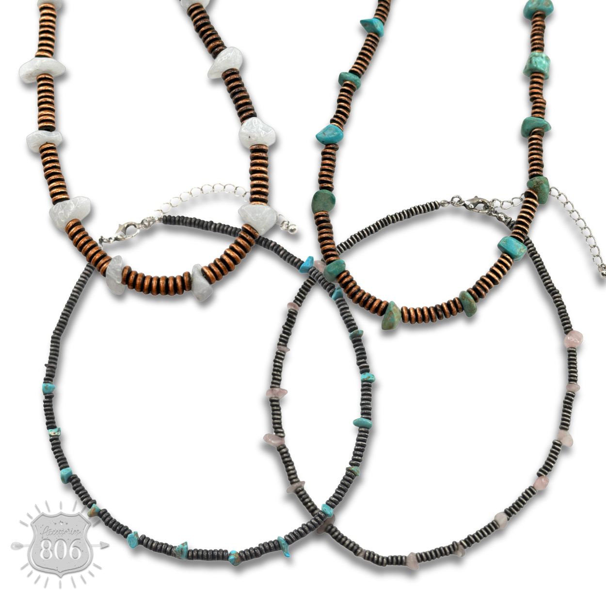 Saucer bead and stone necklace - LC