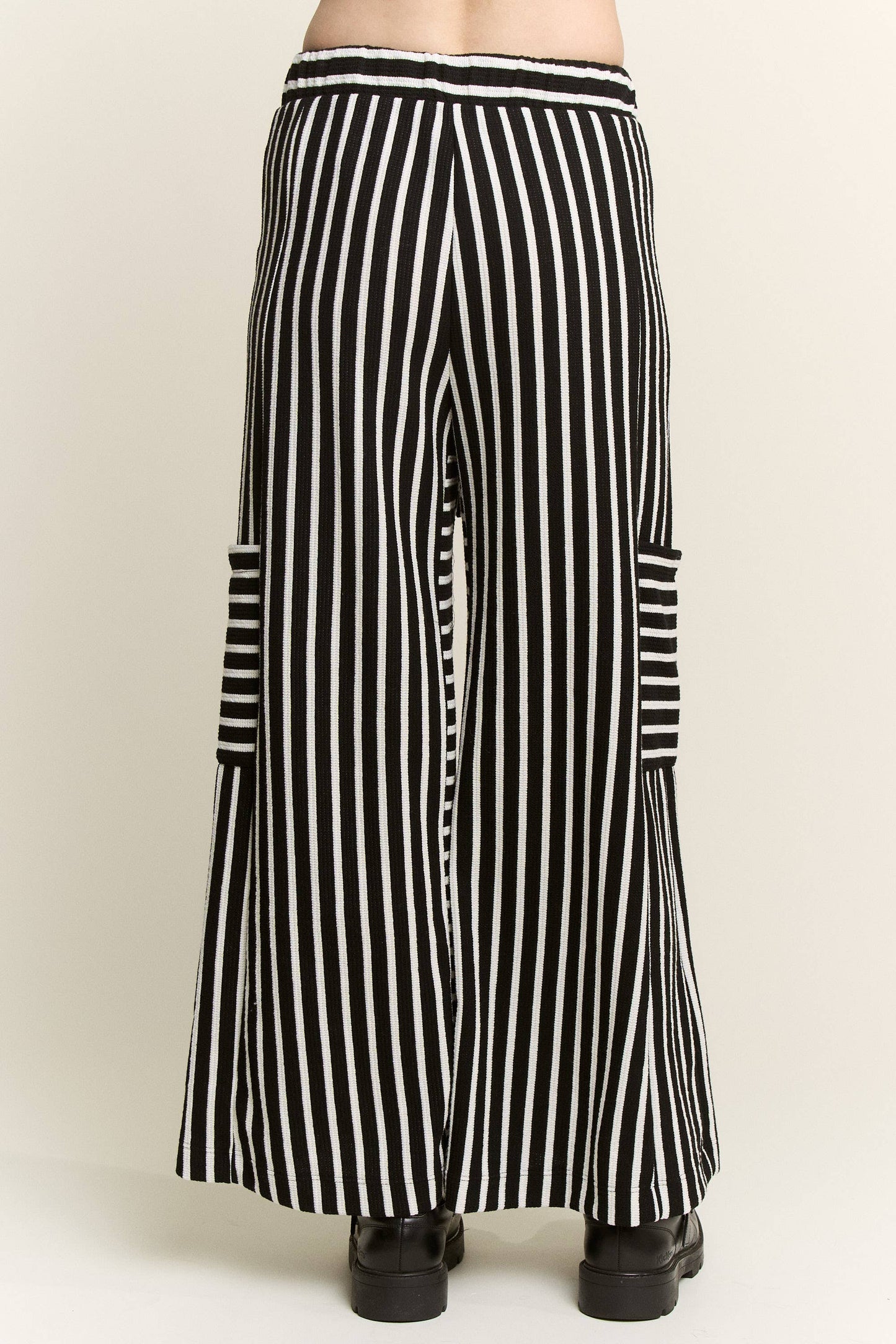 JADE BY JANE - PLUS SIZE Black and White Stripe Wide Leg Pants