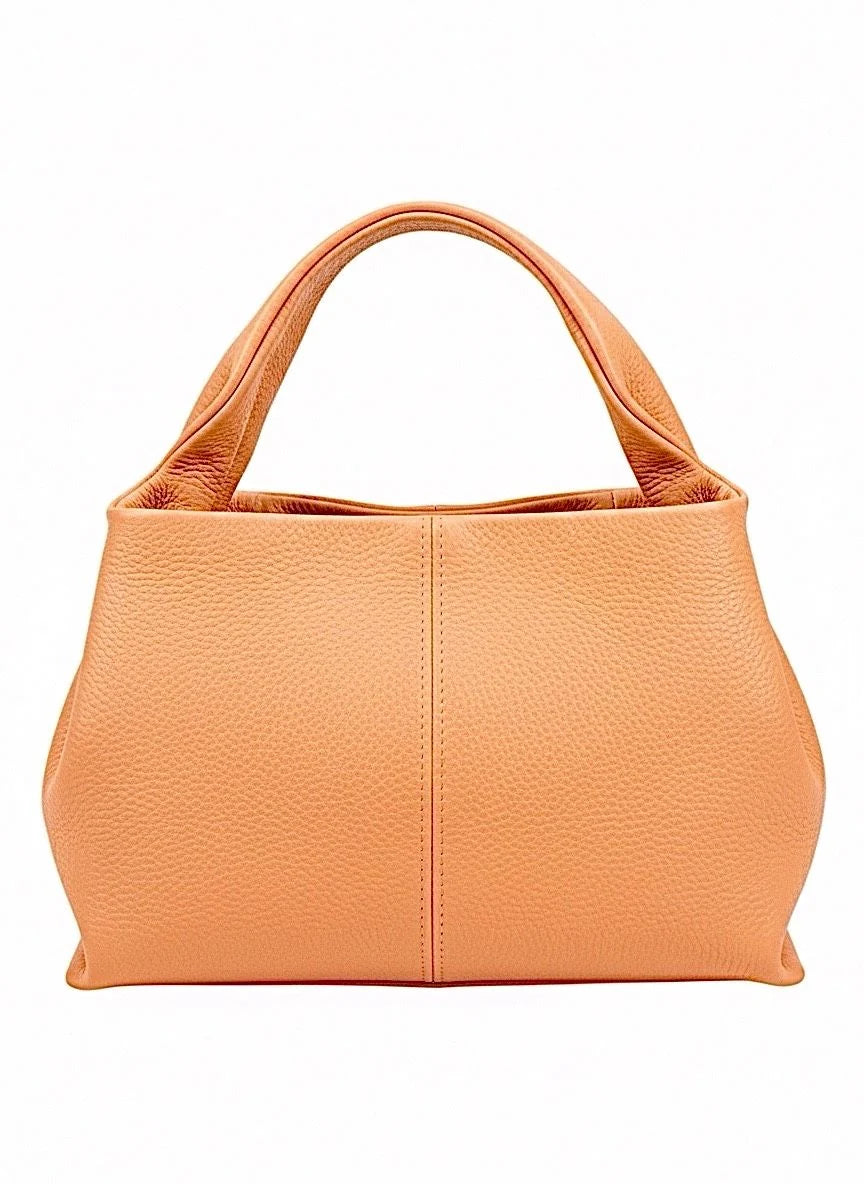 Italian Pebbled Leather Trapezoid Handbag