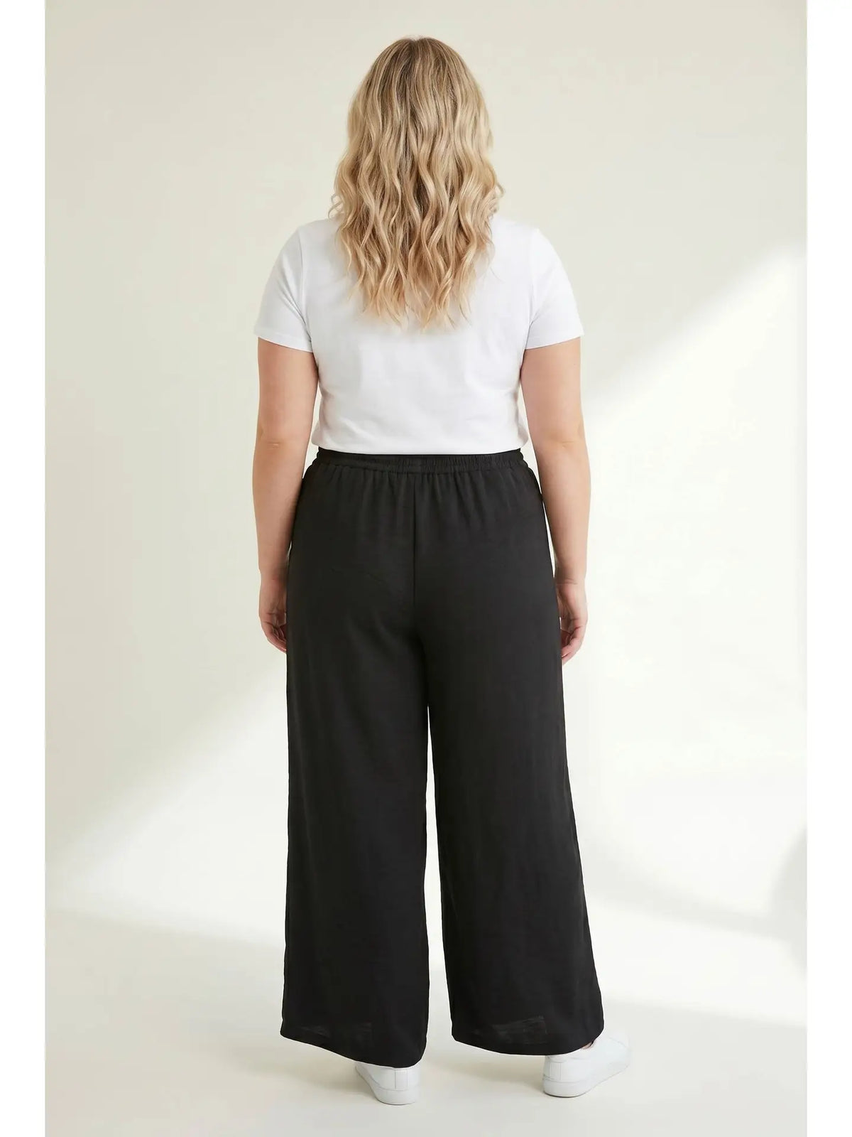 Spin Plus Size Black Wide-Leg Pants