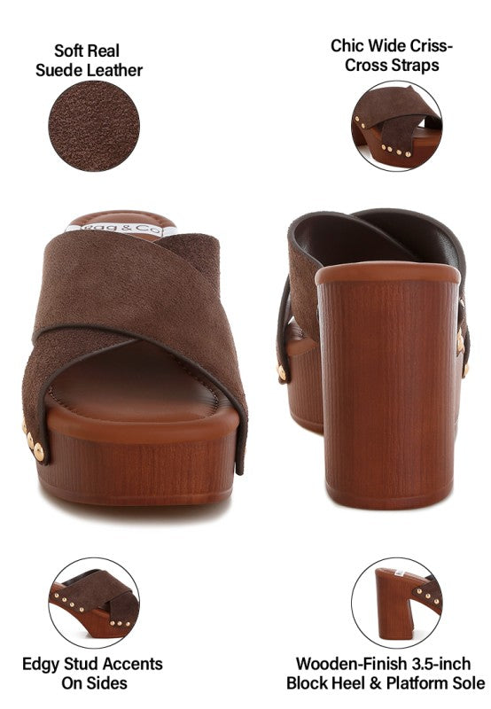 Mearsk Genuine Suede Leather Clogs