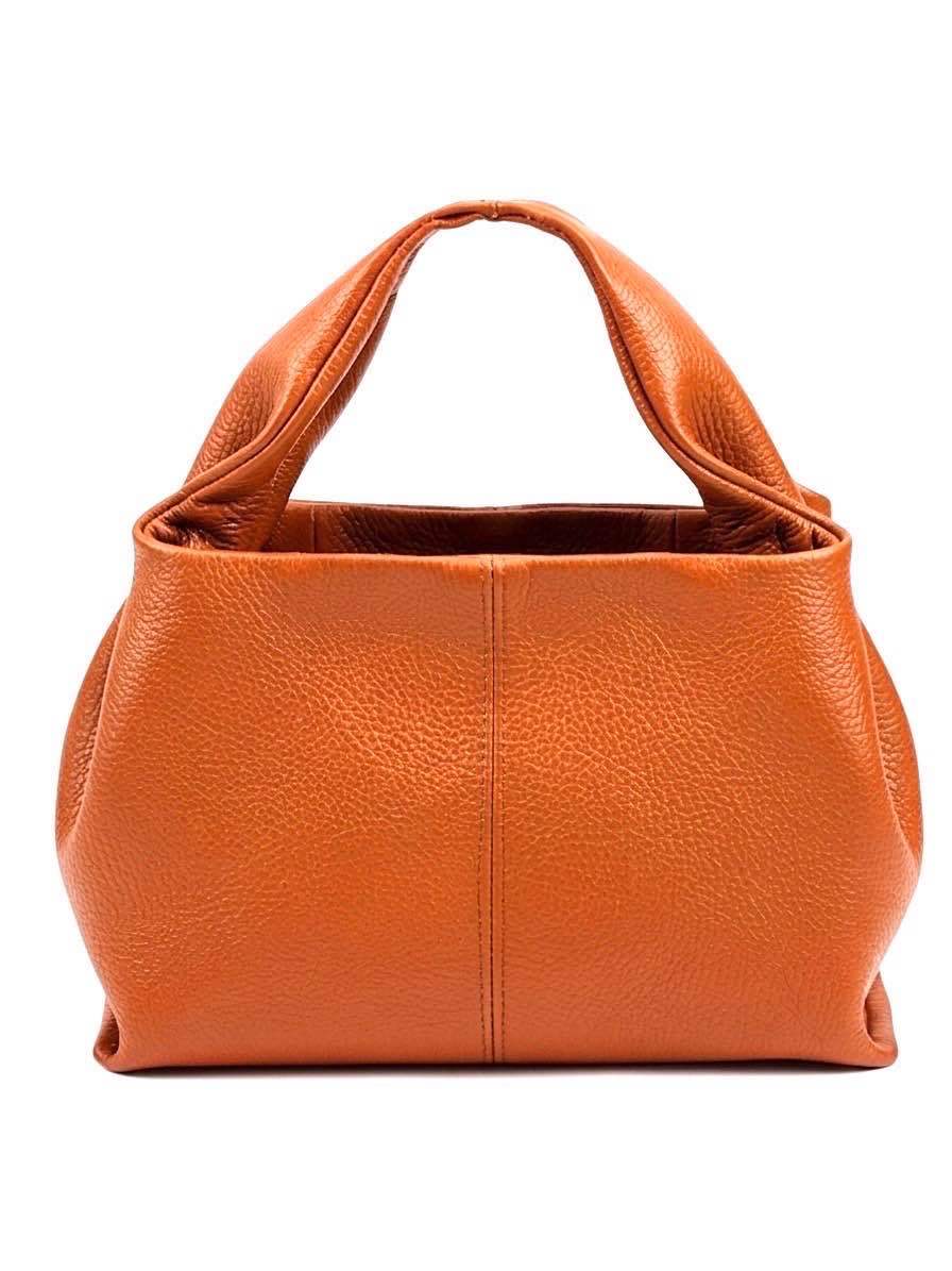 Italian Pebbled Leather Trapezoid Handbag