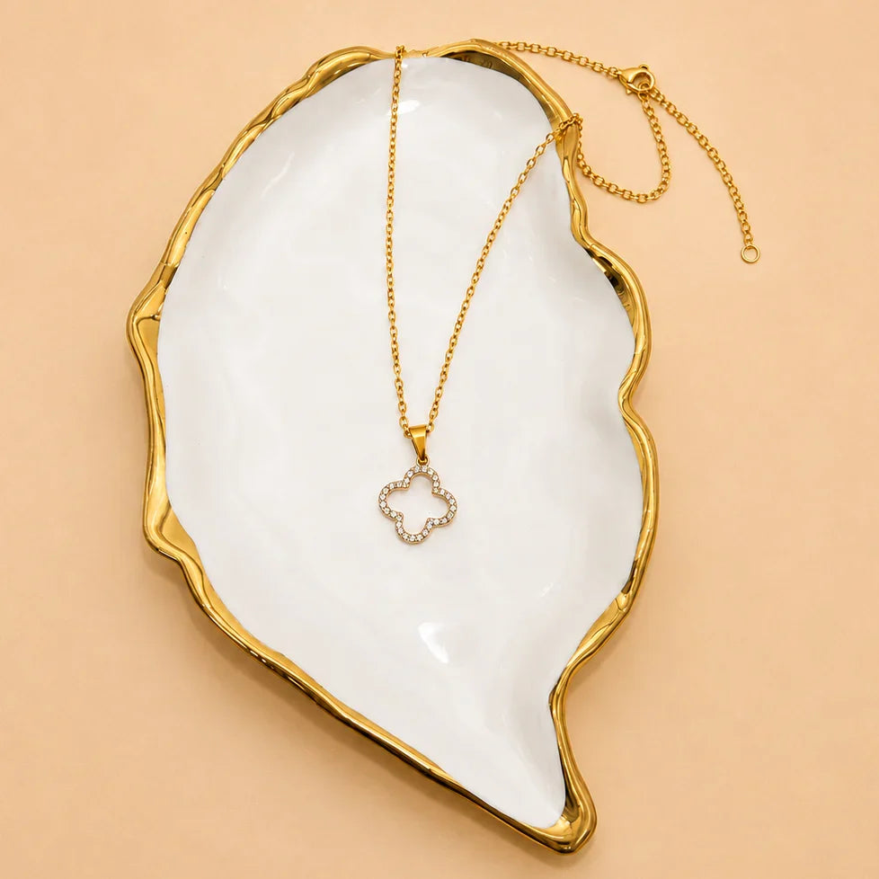 18K Crystal Clover Necklace by Josslyn
