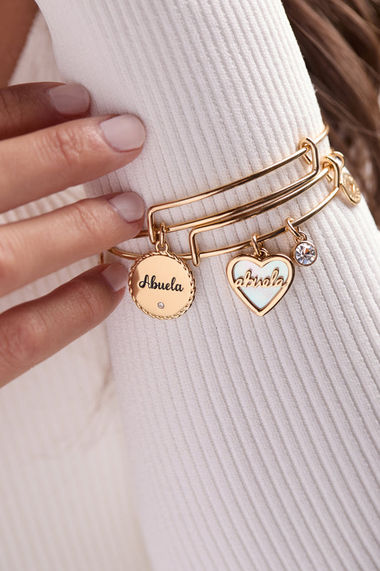 Abuela Mother of Pearl Heart Charm Bangle