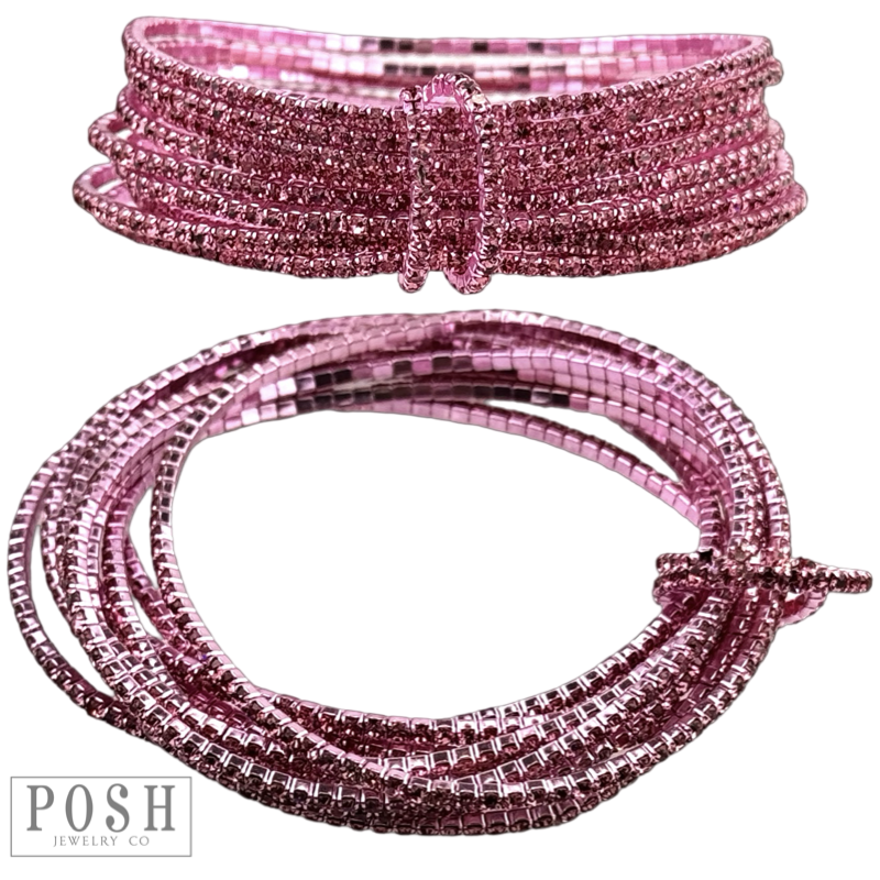 Tiny rhinestone stretch bracelet set - LC