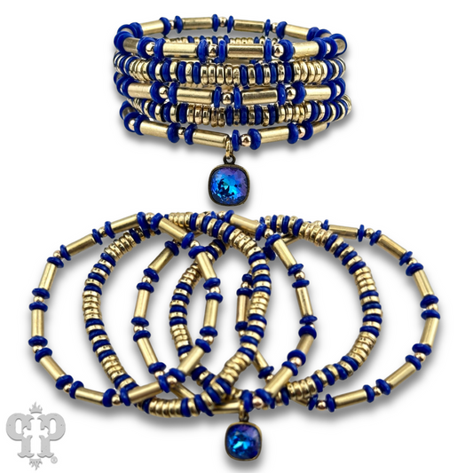 Disc and tube bead bracelet with Austrian crystal
