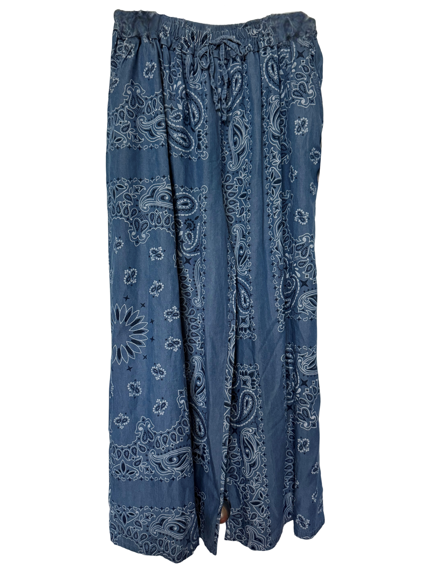 Italian Tencel Paisley Wide Leg Pants
