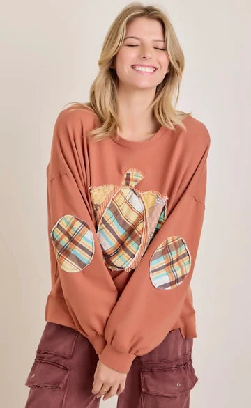 J Her Rust Pumpkin Patch Top Plus Size
