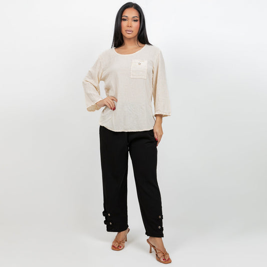 Serena Pant 100% Cotton Gauze Floods with POCKETS!