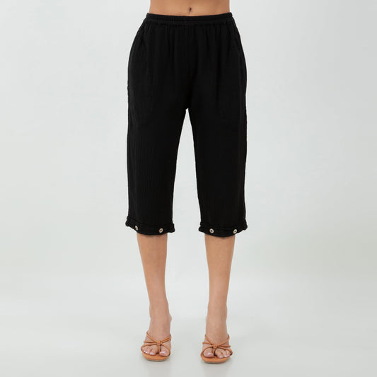 Women's Cotton Gauze Nydia Capri With Pockets