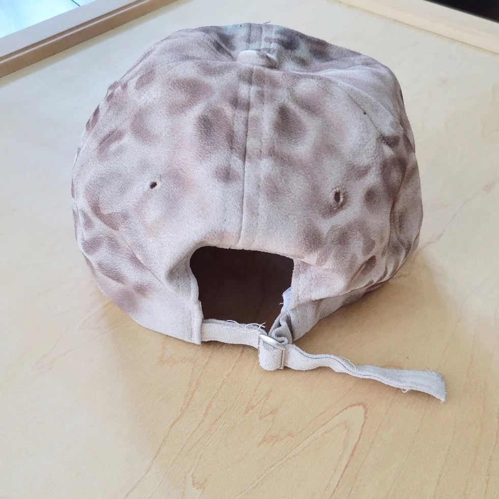 JJH1T Hand-Painted Leopard Suede Baseball Cap w/ Turquoise-Ivory