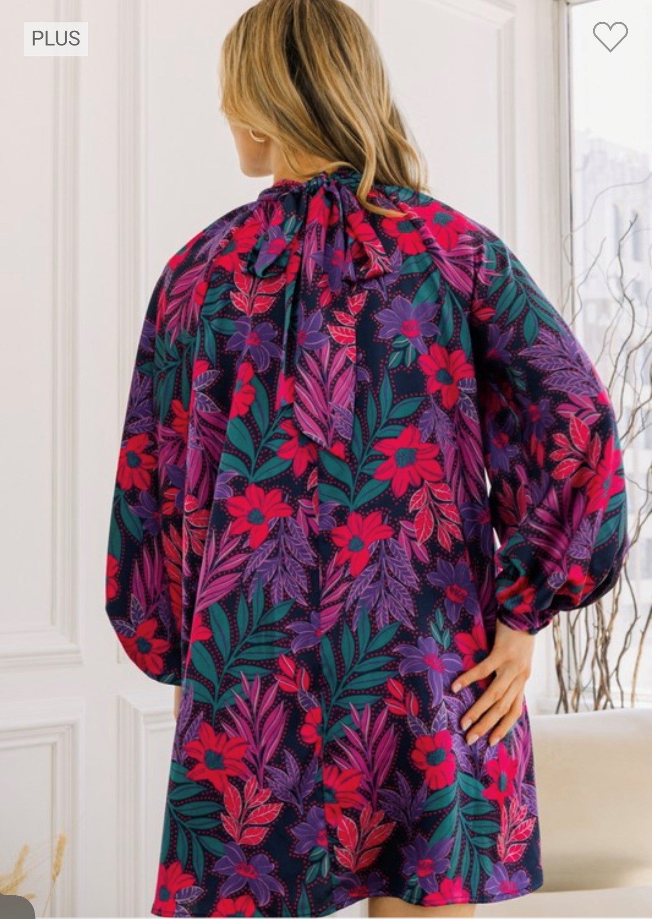 O4 Oddi Garden Party Floral Dress in Navy and Pink Plus