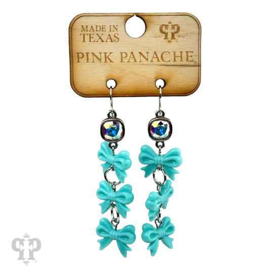 Acrylic triple bow earring, Austrian crystal - LC