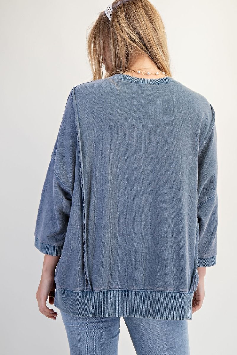 E15 Easel Leopard Love Patch Washed Terry Pullover