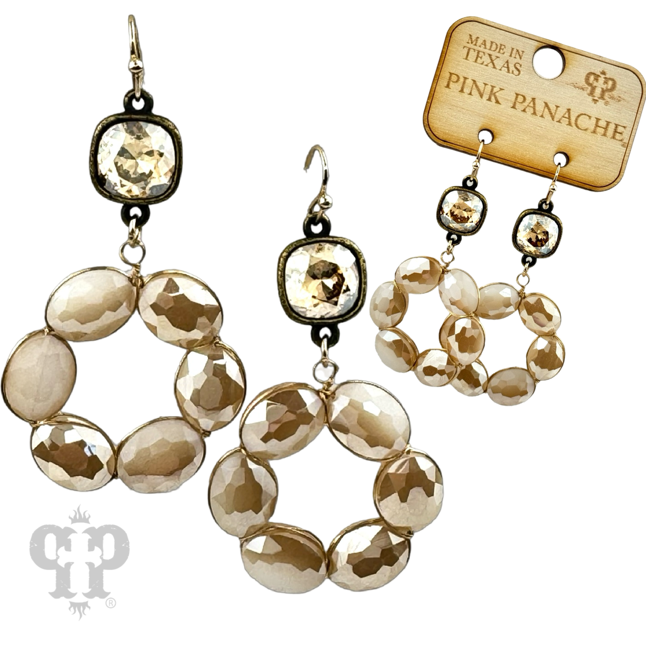 Faceted oval bead dangle earring with Austrian crystal - LC