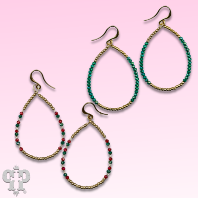 Faceted and round color bead teardrop earrings - LC
