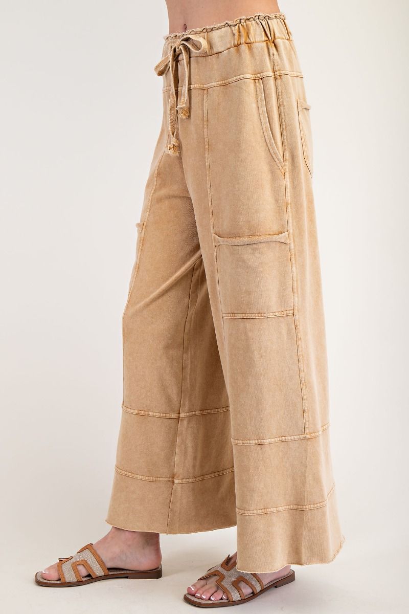 E35 Easel Mineral Washed Camel Terry Pants Plus
