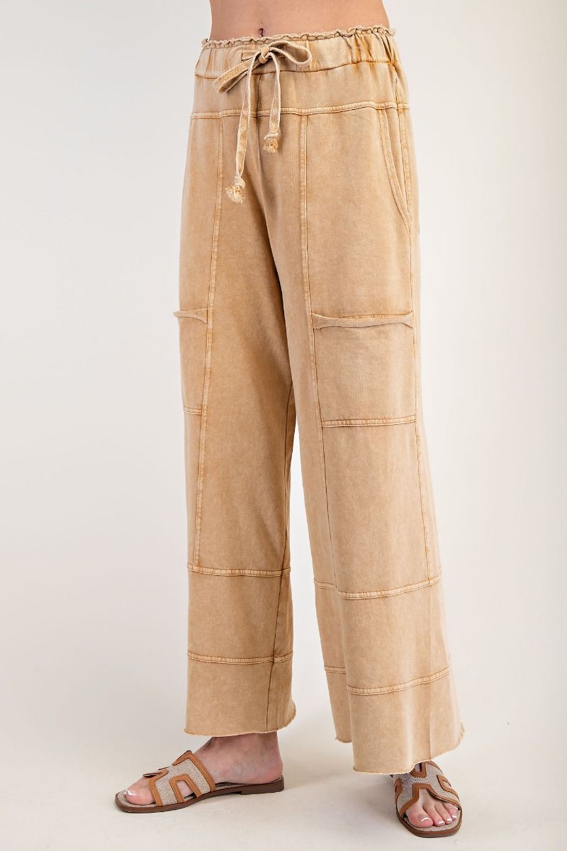 E35 Easel Mineral Washed Camel Terry Pants Plus