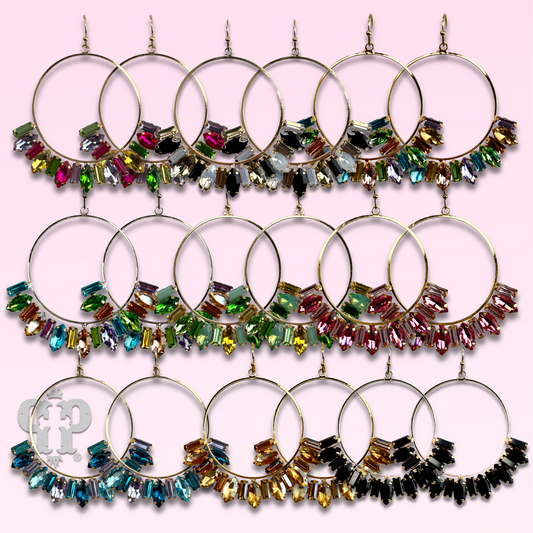Baguette rhinestone circle earring