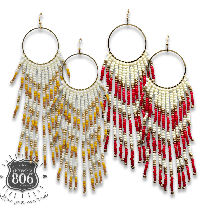 Bead fringe earring - LC