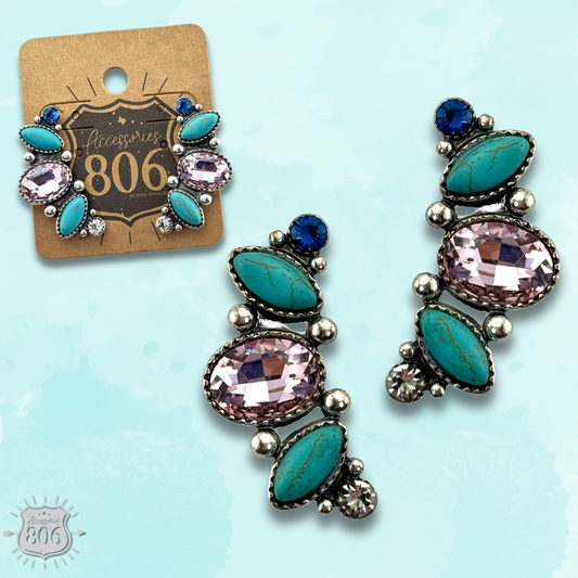 Rhinestone navette post earring
