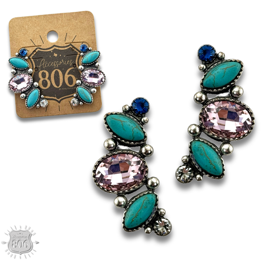 Rhinestone navette post earring