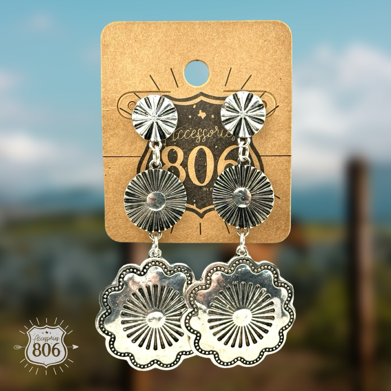 Western silver drop earring - LC