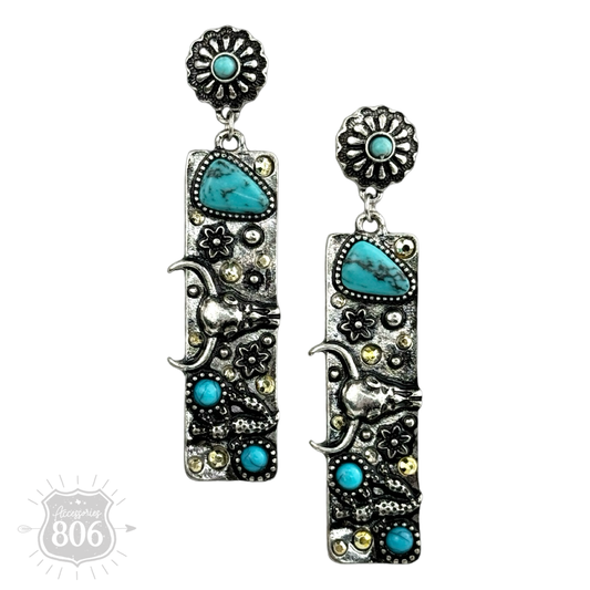 Western rectangle drop earring