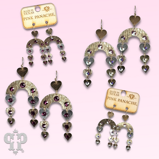 Heart charm and arch earring with Austrian crystal - LC