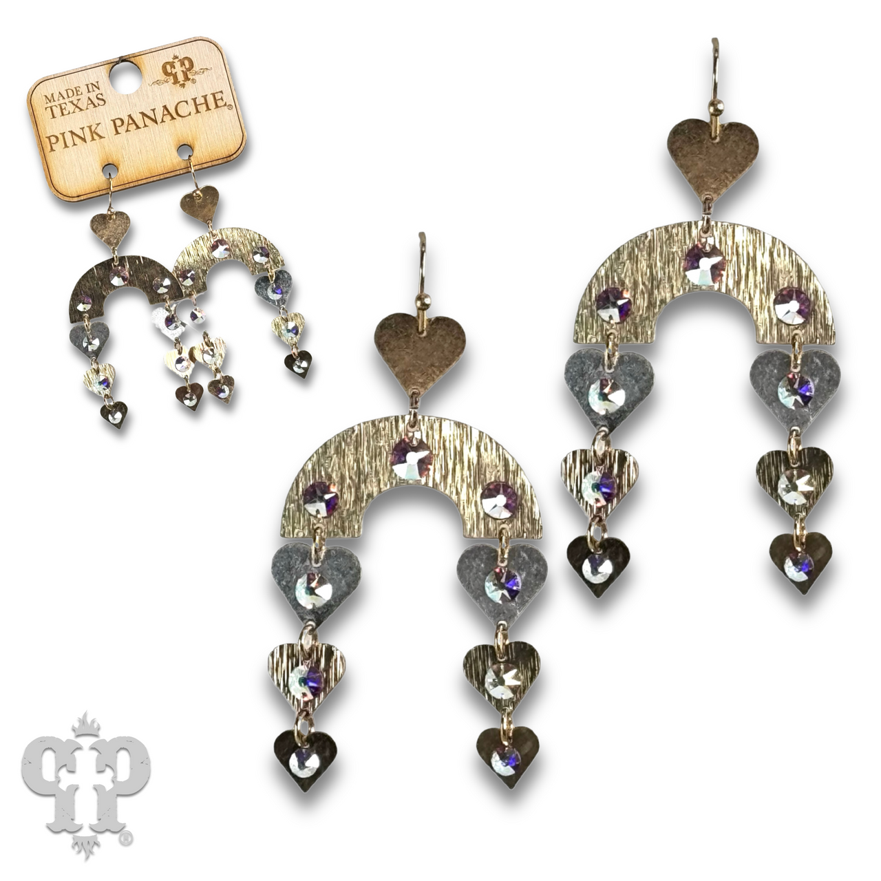 Heart charm and arch earring with Austrian crystal - LC