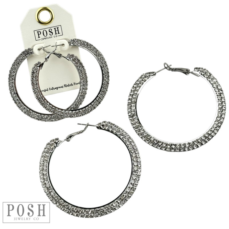 Tiny rhinestone hoop earring