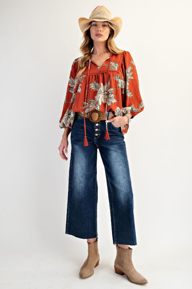E5 Easel Rust Floral Blouse
