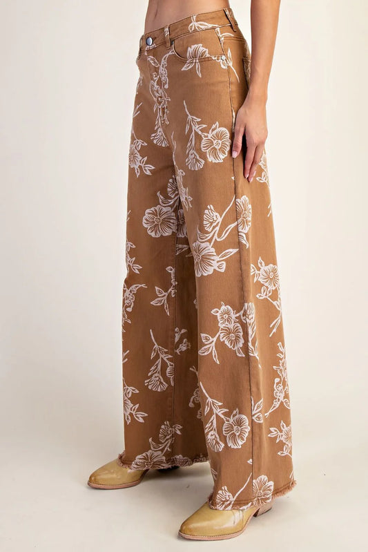 E9 Easel Floral Print Camel Denim