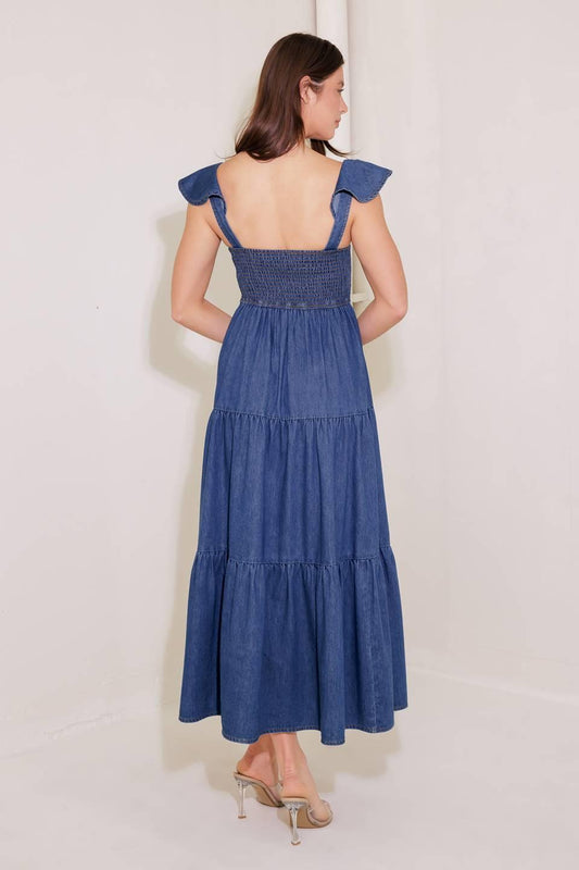 ONCE UPON A TIME DENIM BLUE MIDI DRESS