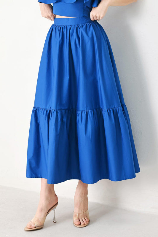 ROYAL FLOW WOVEN MIDI SKIRT
