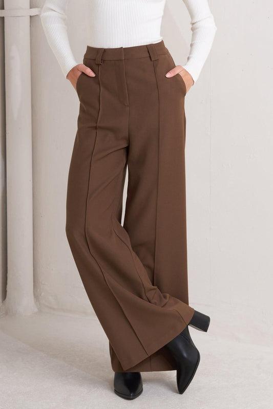 MONDAY FLOW BROWN WOVEN PANTS
