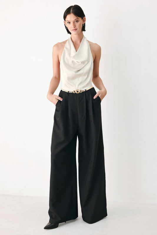 BLACK & CREAM POISE WOVEN JUMPSUIT