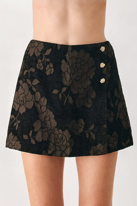 COCOA TAPESTRY BROWN JACQUARD SKORT