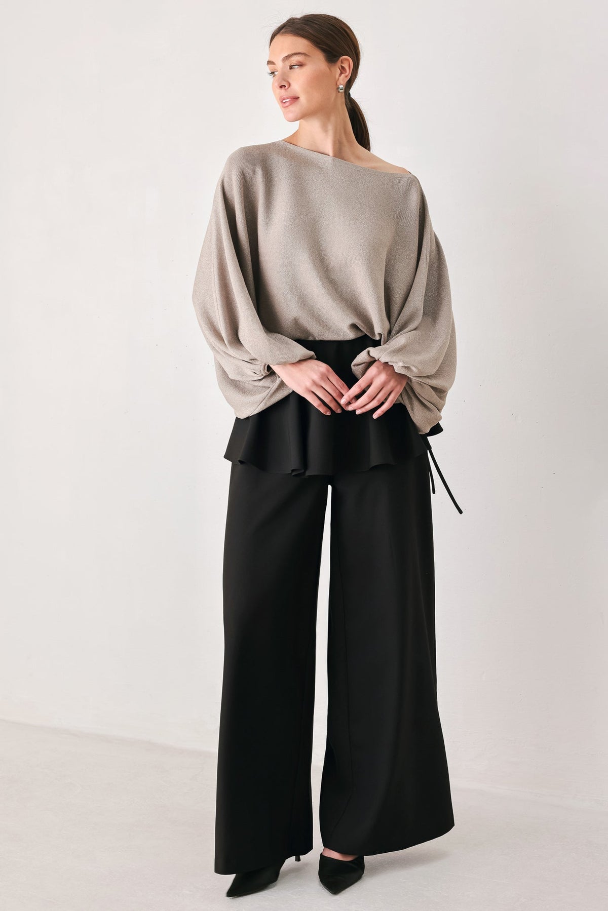NOIR LAYER BLACK SKIRT-OVERLAY PANTS
