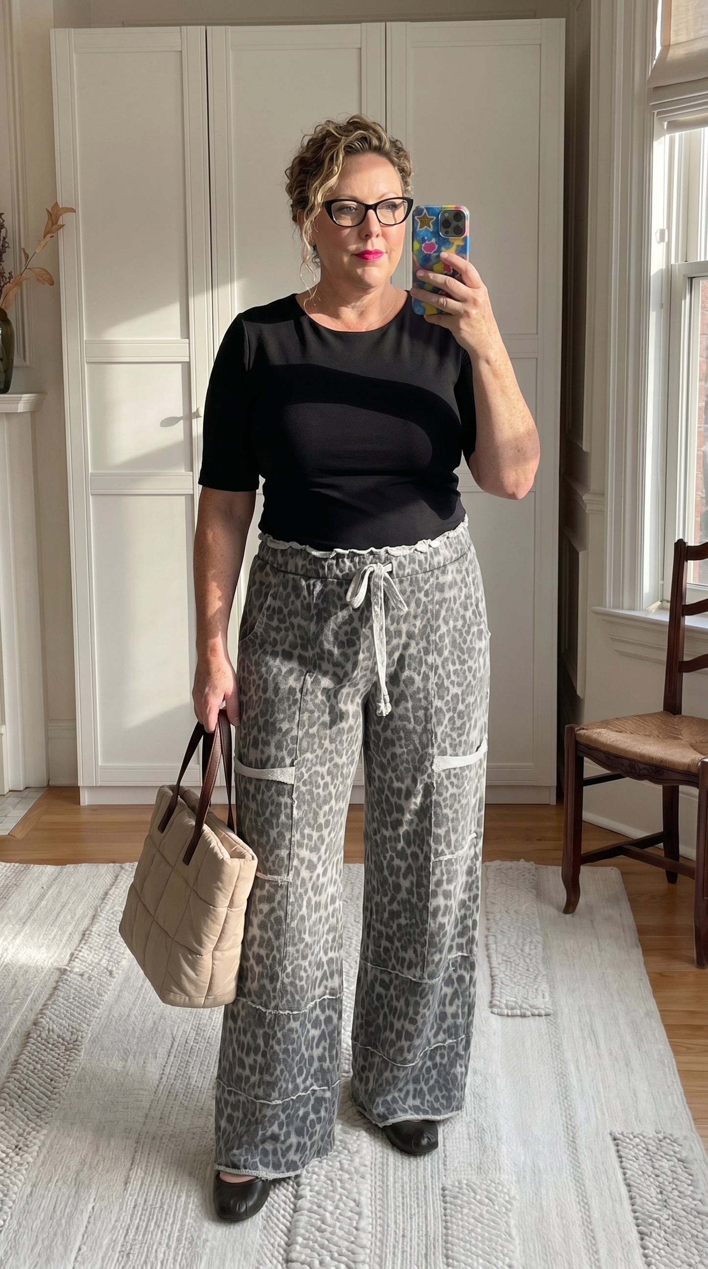 J8 J Her Plus Size Mineral Washed Cheetah Pants