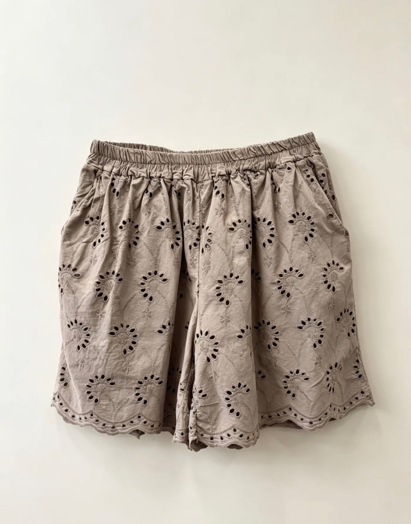 Made in Italy Plus Size Cotton Eyelet Embroidered Shorts