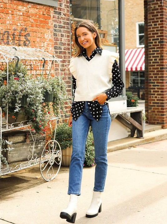 G19 Southern Grace Cream Flutter Sleeve Vest