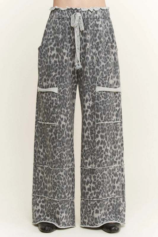 J8 J Her Plus Size Mineral Washed Cheetah Pants