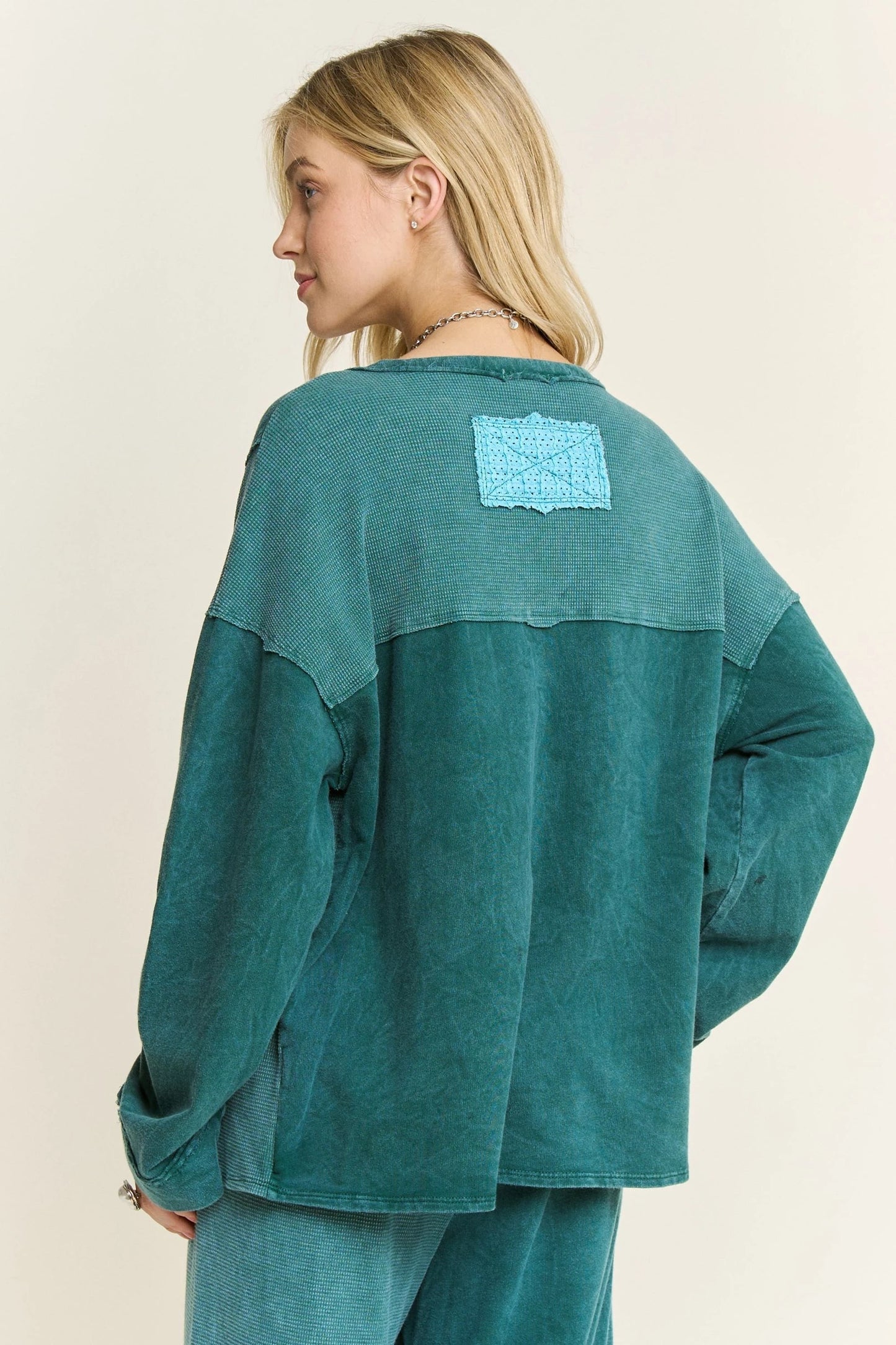 J2 J Her Teal Flower Patch Top