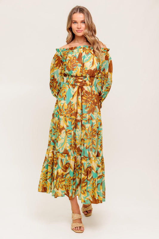 THENA SECRET GARDEN WOVEN MIDI DRESS