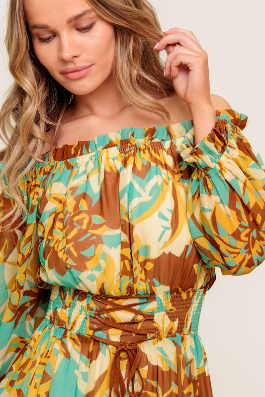 THENA SECRET GARDEN WOVEN MIDI DRESS
