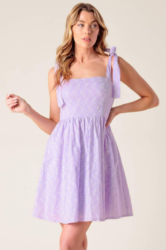 NIGHT TO REMEMBER LAVENDER WOVEN MINI DRESS