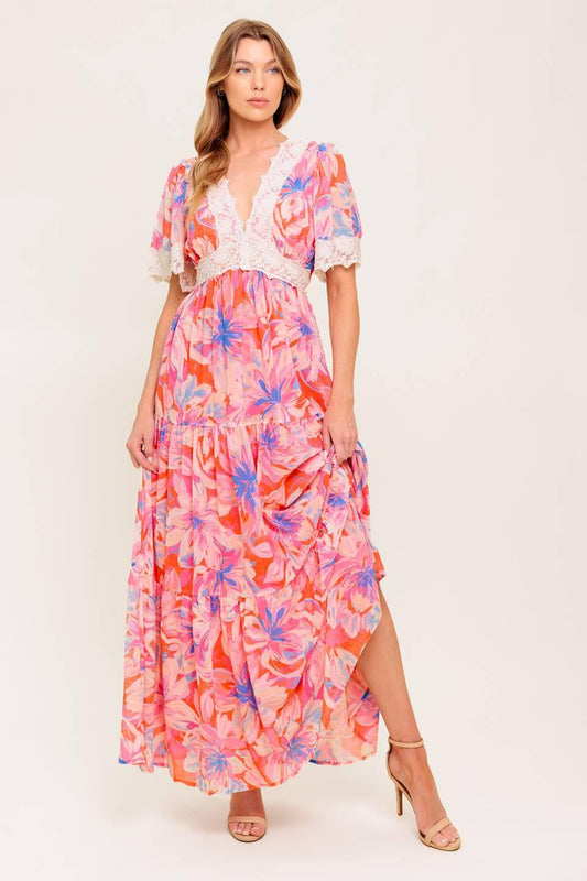 MINIMAL BLOOM WOVEN MAXI DRESS
