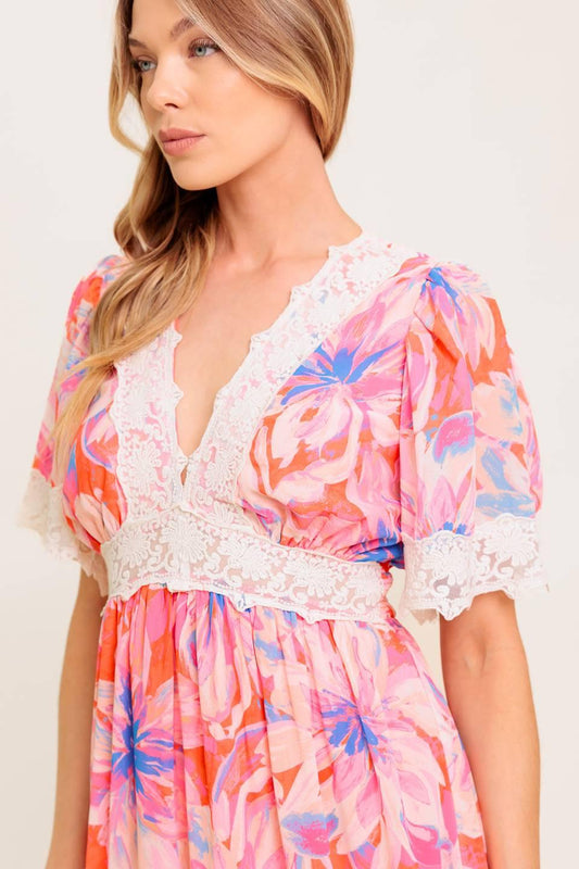 MINIMAL BLOOM WOVEN MAXI DRESS